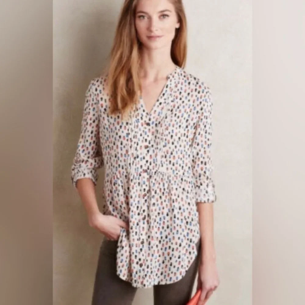 Anthropologie Maeve Patterned Top Sz 8 - Picture 1 of 9